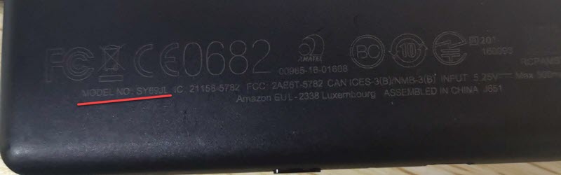 Kindle cihazın model kodunu arxasına baxaraq müəyyənləşdirmək